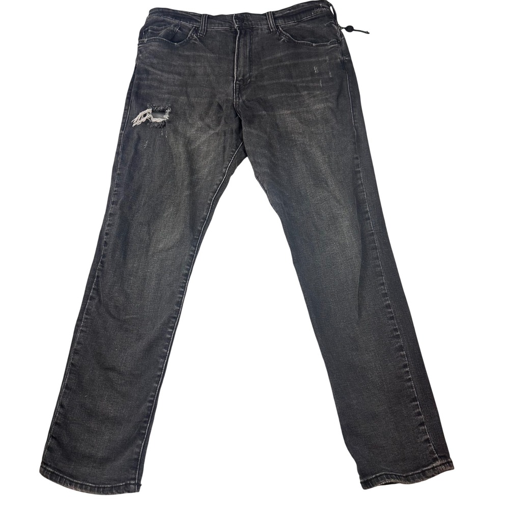 True Religion Logan Jeans Mens 36 Black Relaxed Taper Distressed Denim Pants